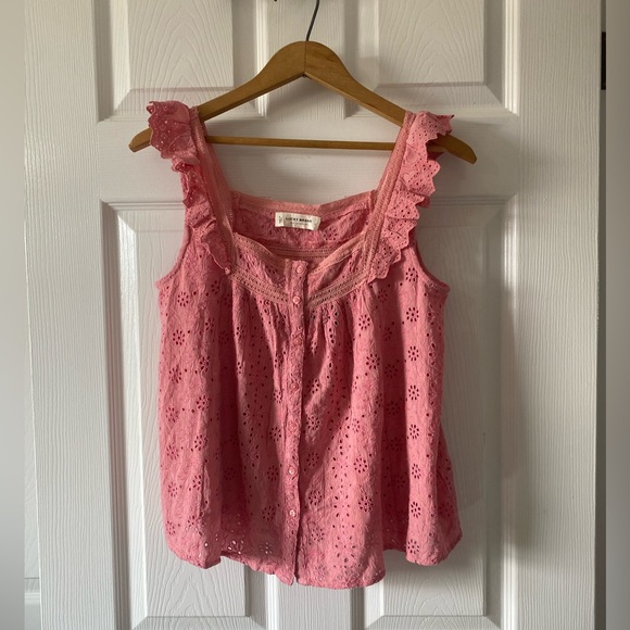 Lucky Brand Pink Embroidered Eyelet Lace Tank - Picture 2 of 12